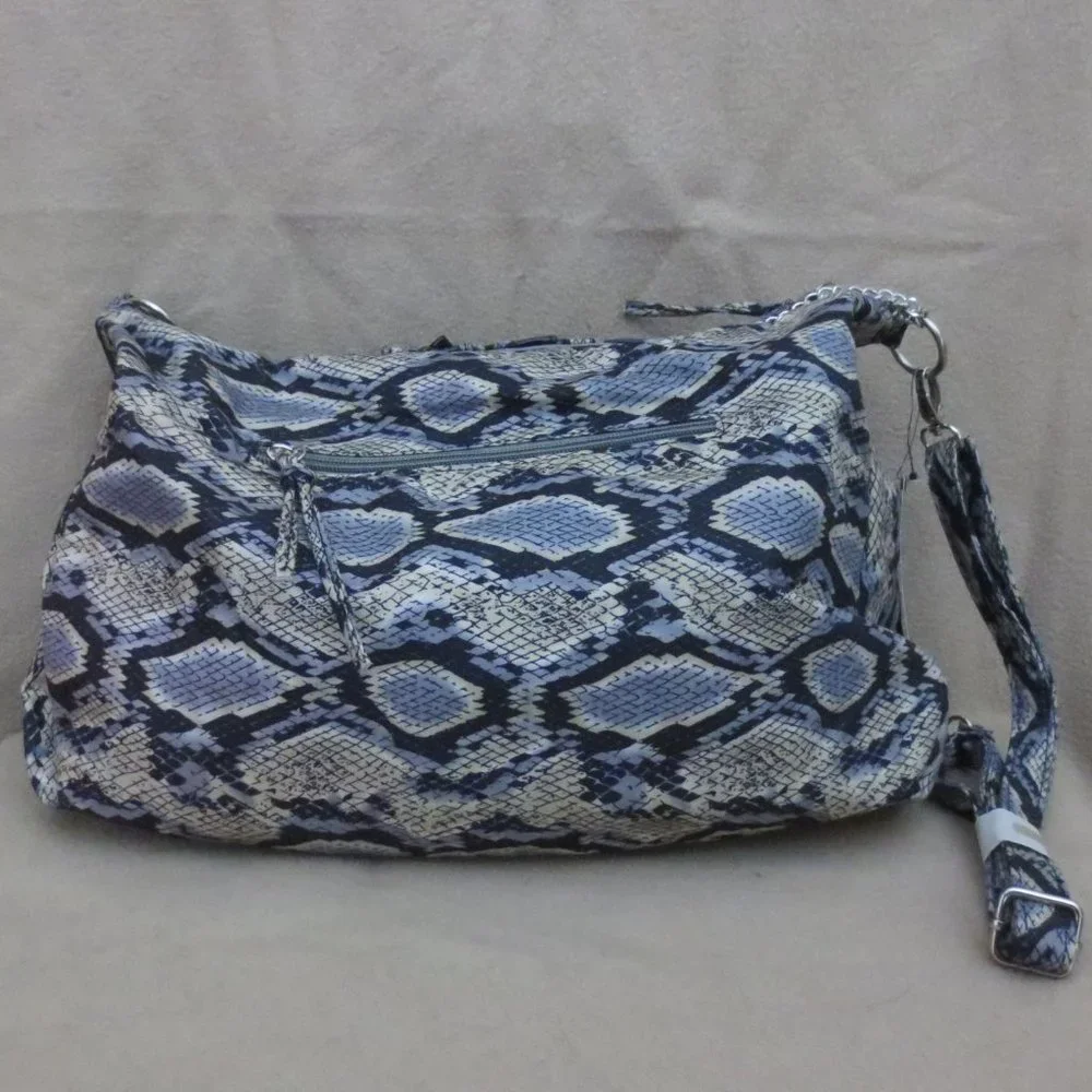 NEW Dollhouse Purse Blue Gray Black Snakeskin Print Crossbody Shoulder Hobo Bag